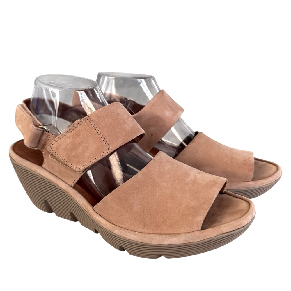 Clarks artisan wedge platform suede sandals size 11